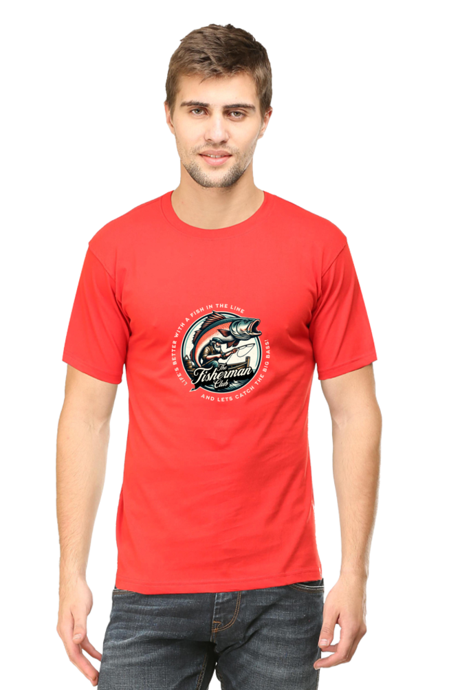 Men's Round Neck T-shirt Printed- FisherMan