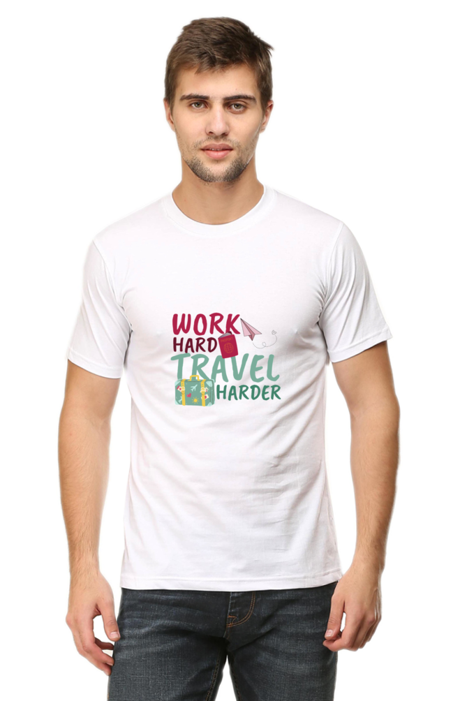 Men's Round Neck Classic T-Shirt - Work Hard Travel Harder