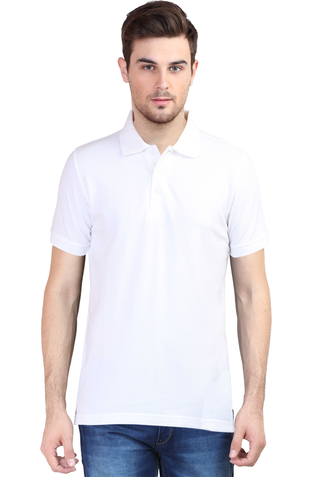 Solid Men's Polo Neck T-Shirt - White