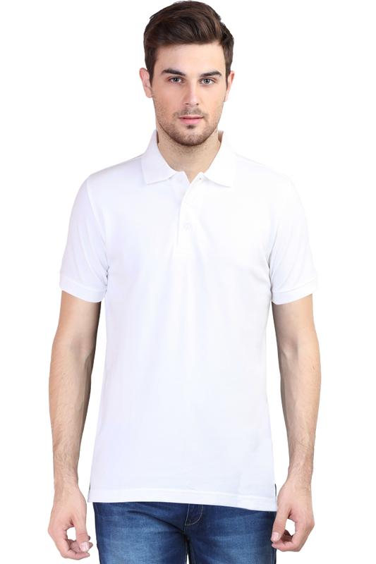 Solid Men's Polo Neck T-Shirt - White