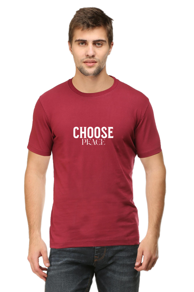 Men's Round Neck T-shirt Printed - Choose Peace