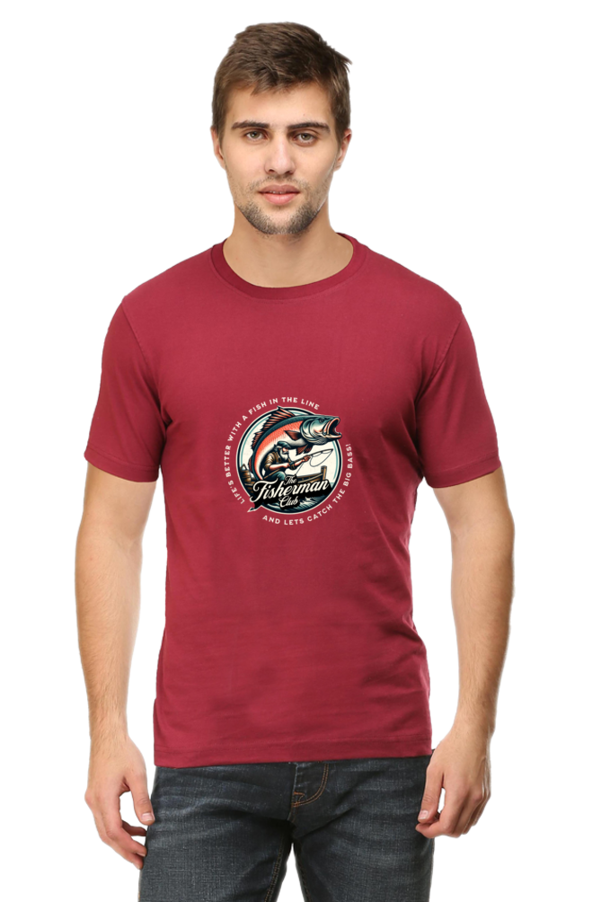 Men's Round Neck T-shirt Printed- FisherMan