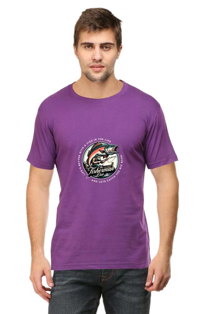 Men's Round Neck T-shirt Printed- FisherMan