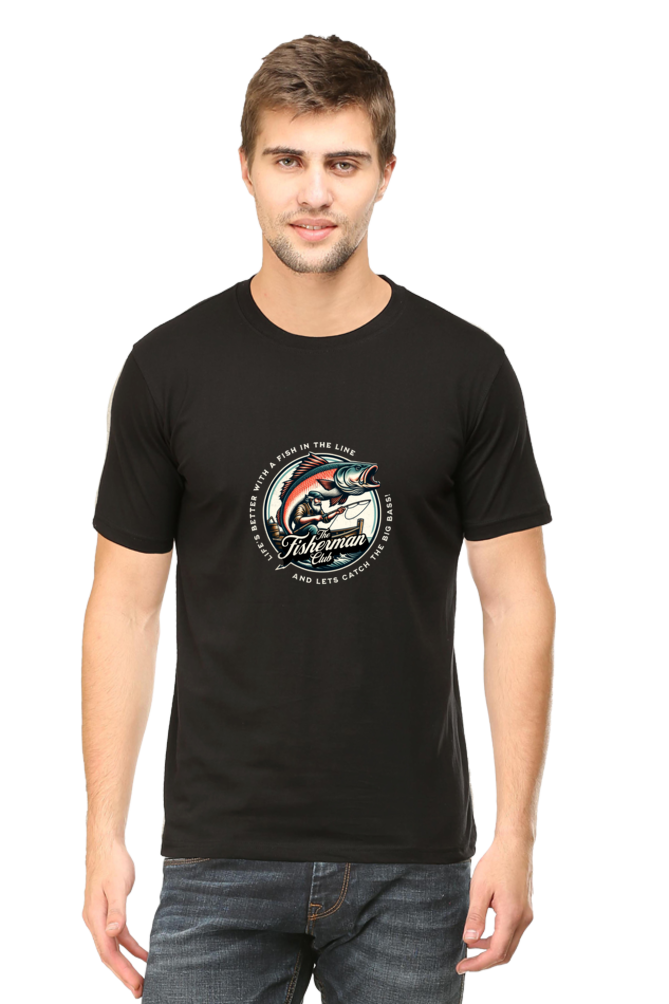 Men's Round Neck T-shirt Printed- FisherMan