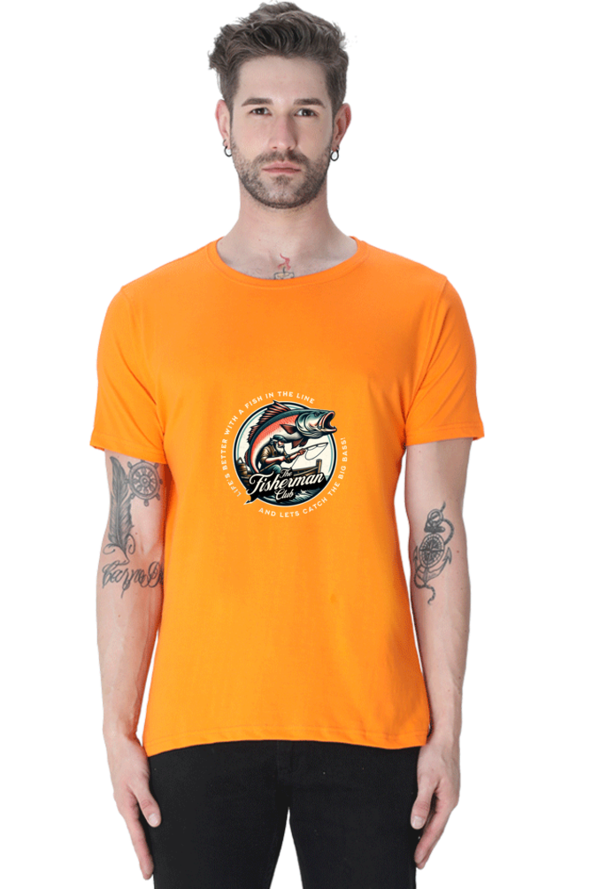 Men's Round Neck T-shirt Printed- FisherMan