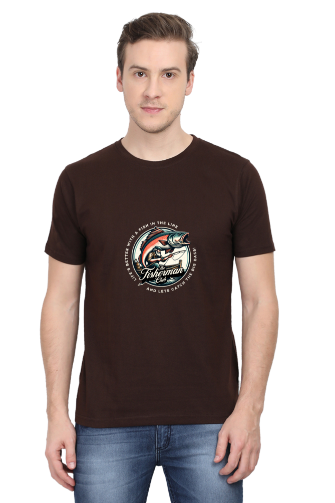 Men's Round Neck T-shirt Printed- FisherMan