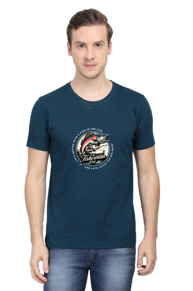 Men's Round Neck T-shirt Printed- FisherMan