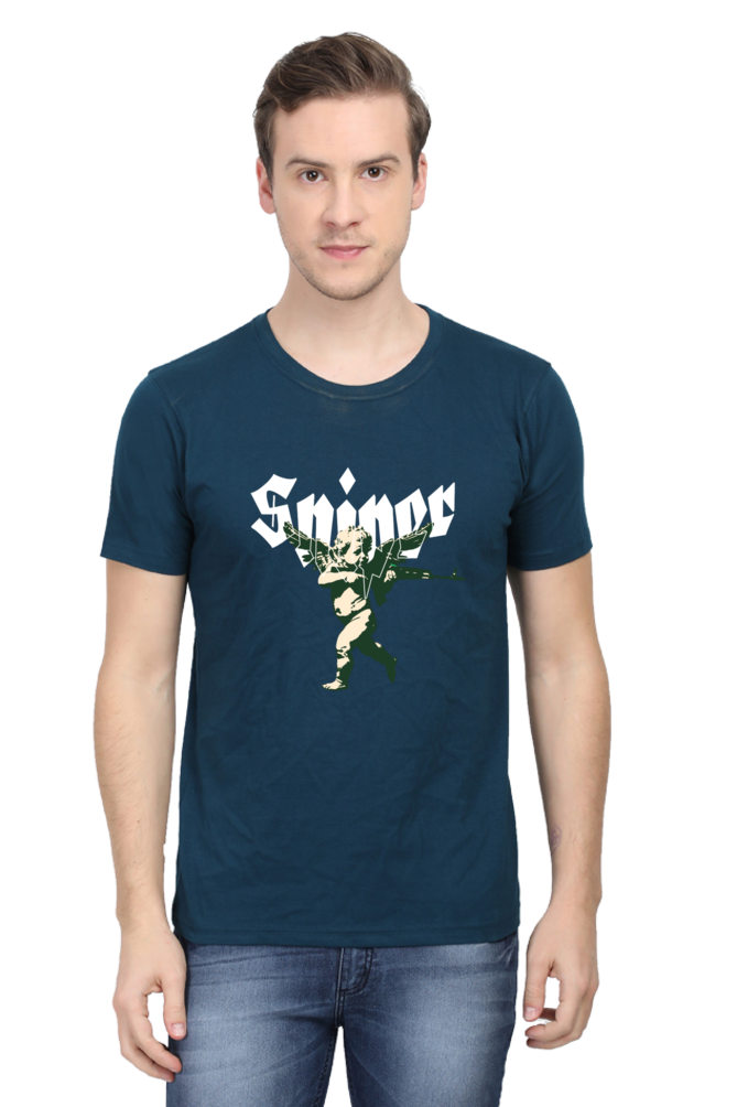 Men's Round Neck Classic T-Shirt - Sniper