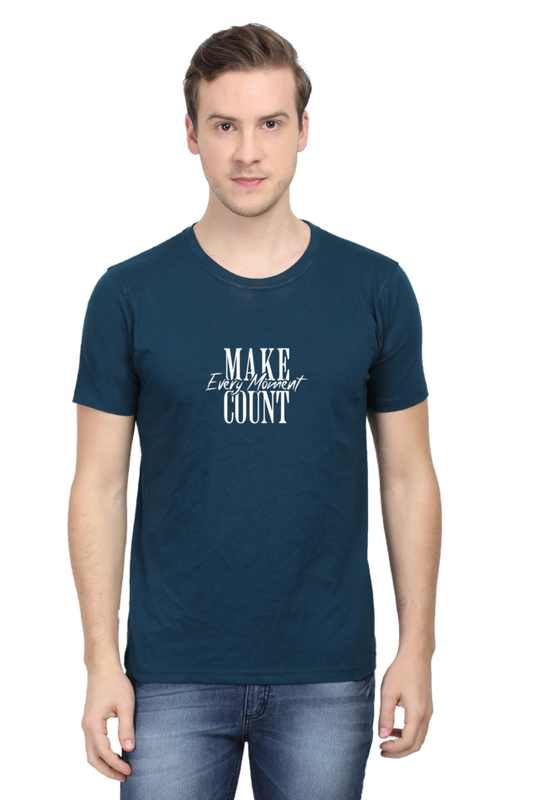 Men's Round Neck T-shirt Printed- Every Moment Counts