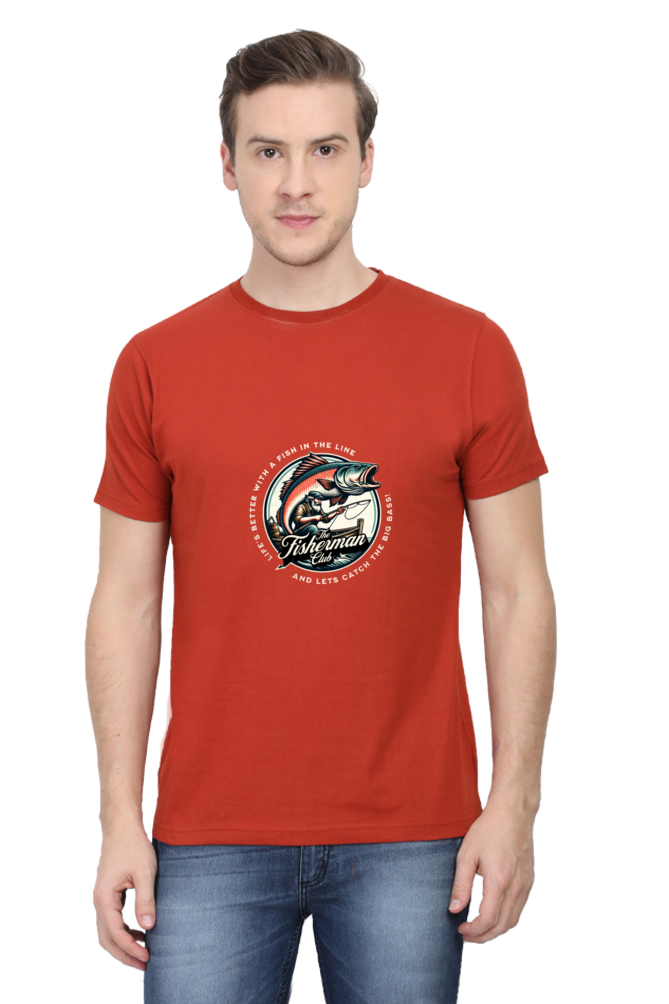 Men's Round Neck T-shirt Printed- FisherMan