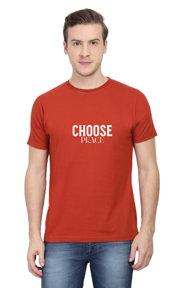 Men's Round Neck T-shirt Printed - Choose Peace