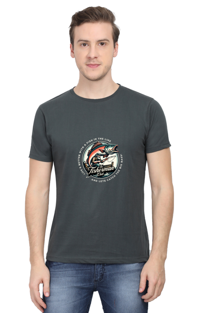 Men's Round Neck T-shirt Printed- FisherMan