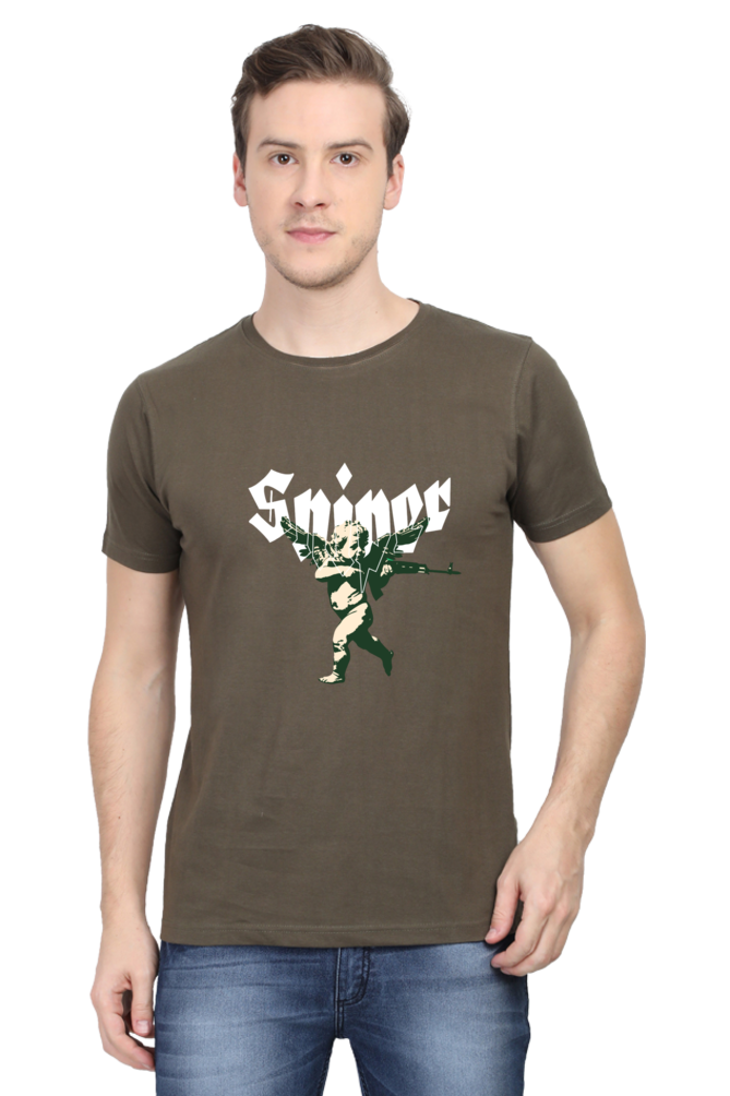 Men's Round Neck Classic T-Shirt - Sniper