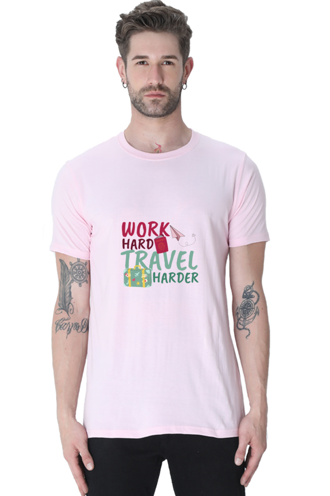 Men's Round Neck Classic T-Shirt - Work Hard Travel Harder