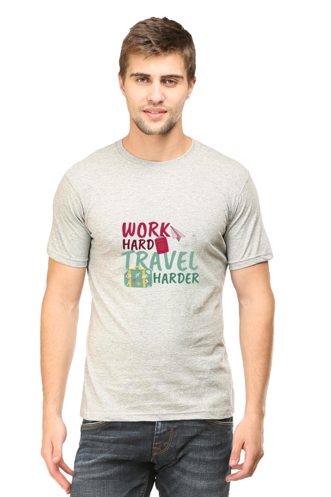 Men's Round Neck Classic T-Shirt - Work Hard Travel Harder