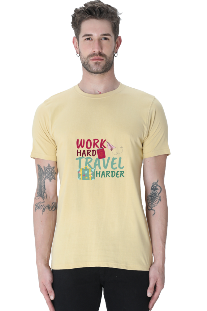 Men's Round Neck Classic T-Shirt - Work Hard Travel Harder