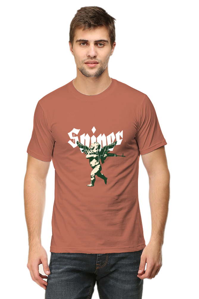 Men's Round Neck Classic T-Shirt - Sniper