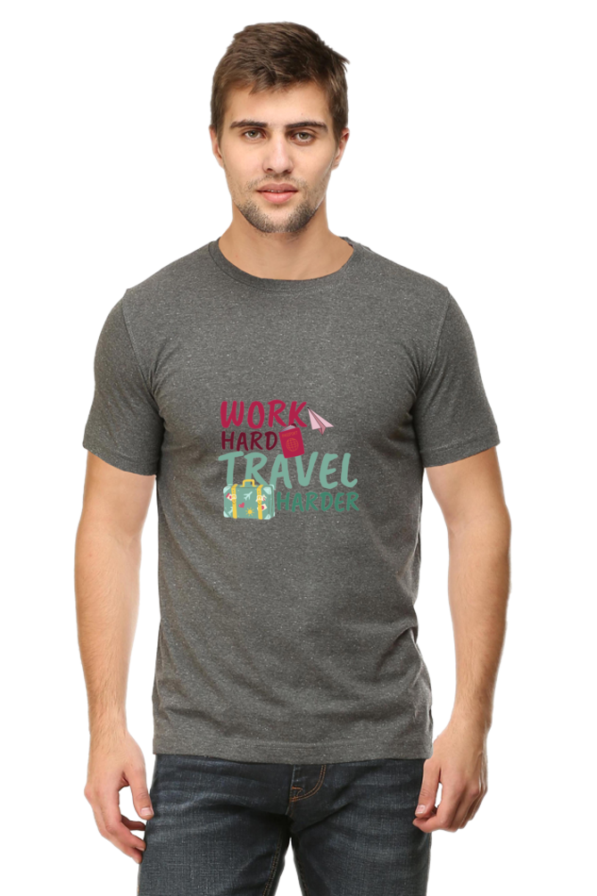 Men's Round Neck Classic T-Shirt - Work Hard Travel Harder