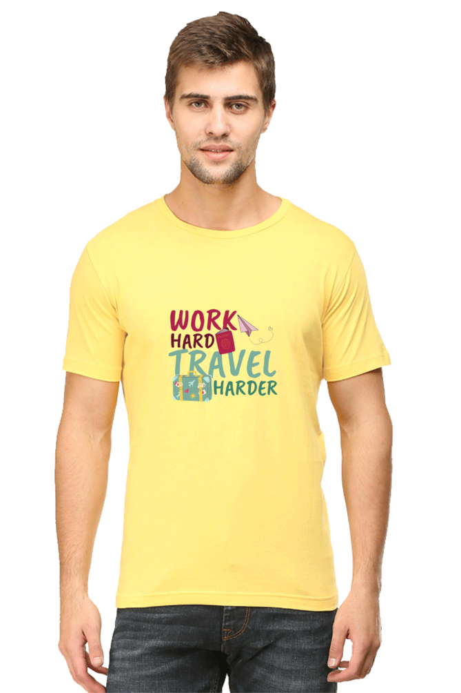 Men's Round Neck Classic T-Shirt - Work Hard Travel Harder