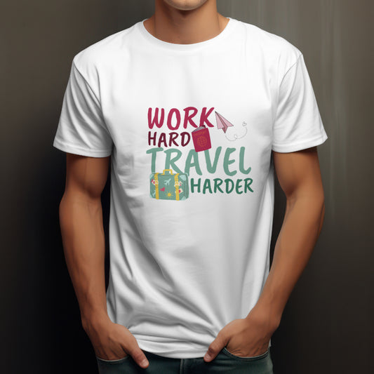 Men's Round Neck Classic T-Shirt - Work Hard Travel Harder